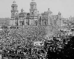 Mass rally at the Zócalo in support of oil nationalization, Mexico City, March 1938